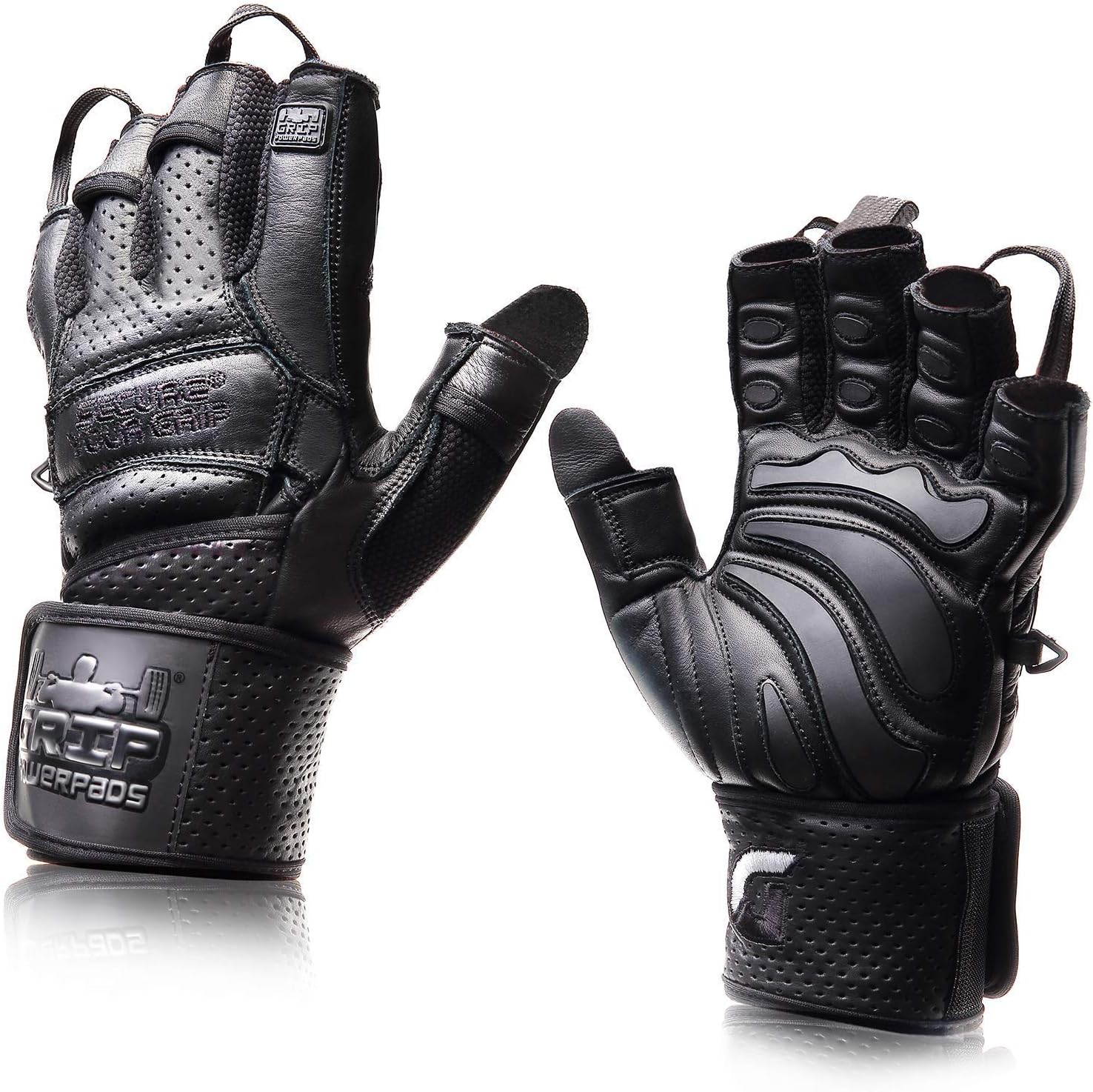 Elite Leather Gym Gloves with Wrist Wraps for Weightlifting