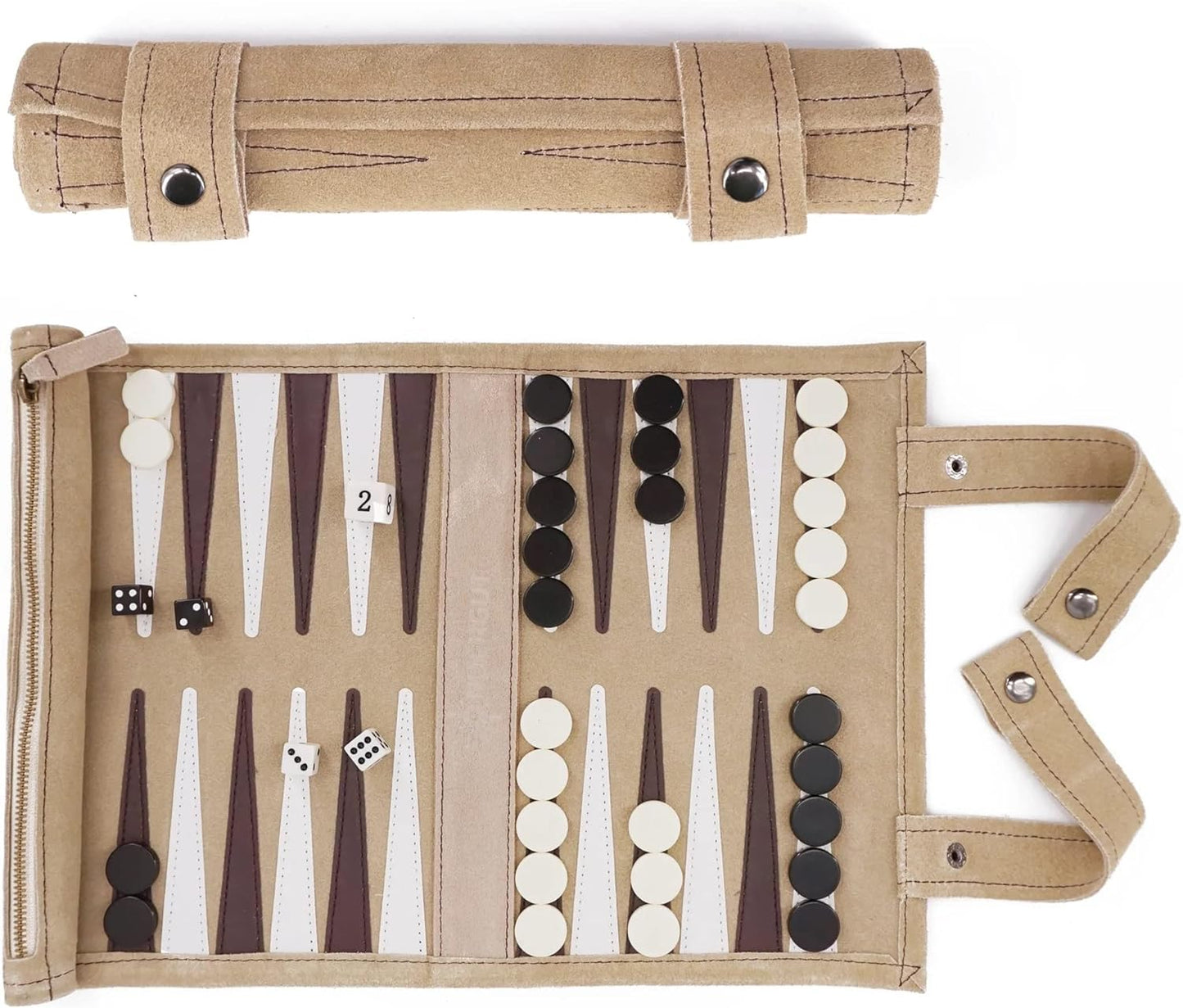 Sondergut Roll-up Portable Suede Backgammon Game Set for Travel