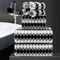 8 Piece Bathroom Towel Set Black White - Soft 600GSM Bath Sheets