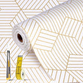 Gold Geometric Shelf Liner 11.8 x 354.3 in - Non Slip Drawer Liner