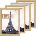 13x19 Picture Frame Set of 4 - Oak Poster Frames with Plexiglass