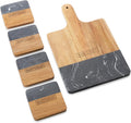Bartesian Acacia Wood Cutting Board & Coaster Set