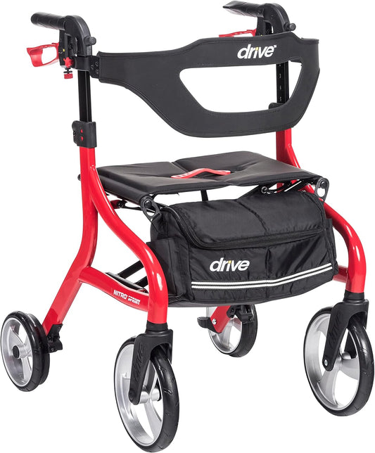 Drive Medical Nitro Sprint Foldable Rollator Walker with Seat