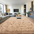 8x10 Rug for Living Room Camel - Fuzzy Plush Large Area Rug