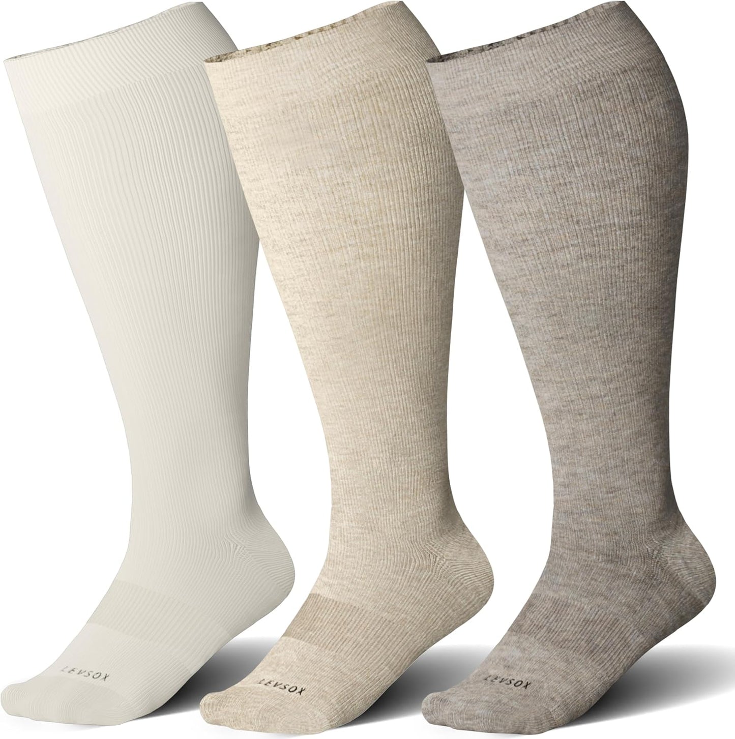 Wide Calf Compression Socks for Women and Men 15-20mmHg Support