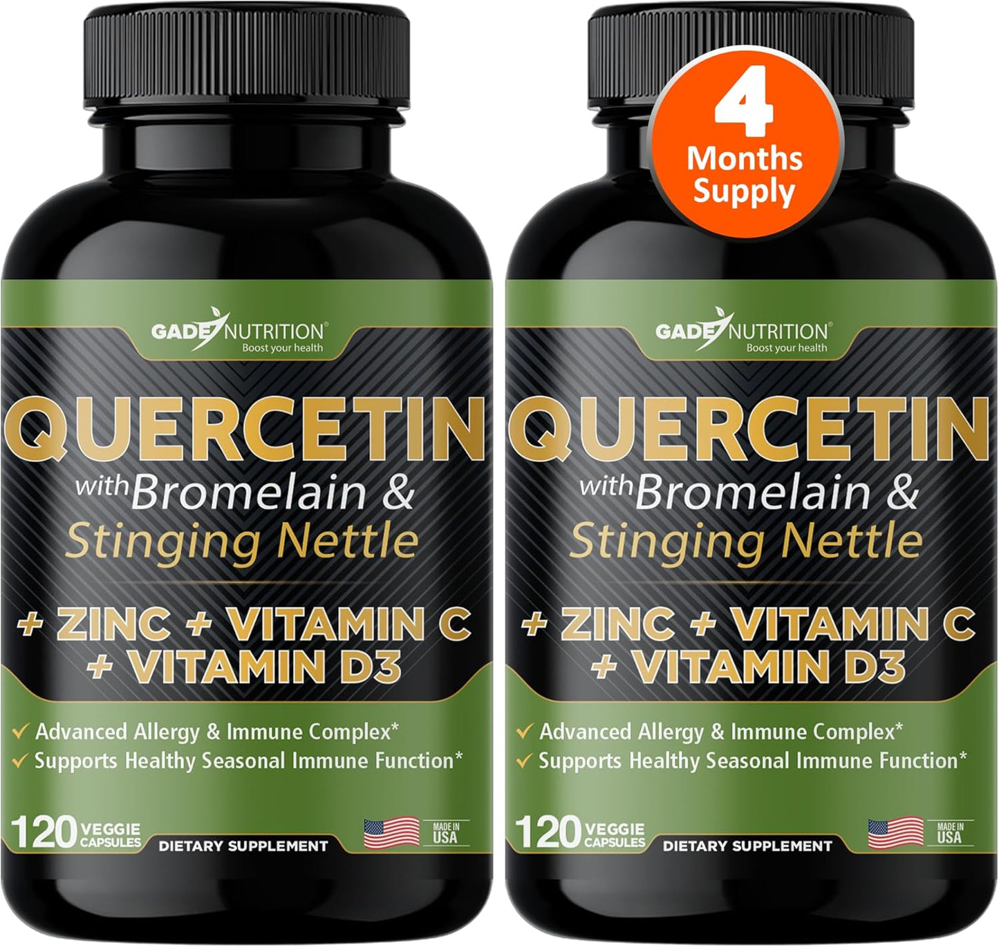 Gade Nutrition Quercetin with Vitamin C and Zinc for Immunity