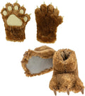 Lazy One Paw Mittens and Slippers Set - Cute Brown Bear Paw Costume