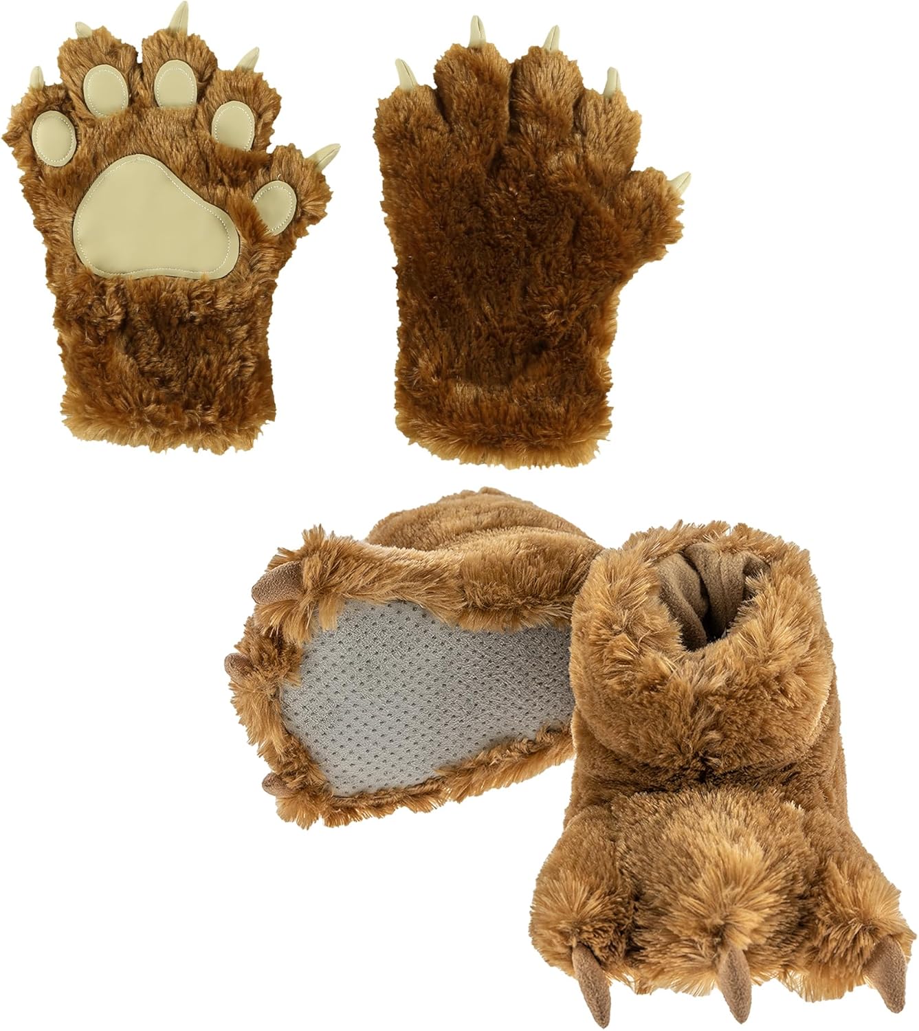 Cute Animal Paw Mittens and Slippers Set for Kids and Adults