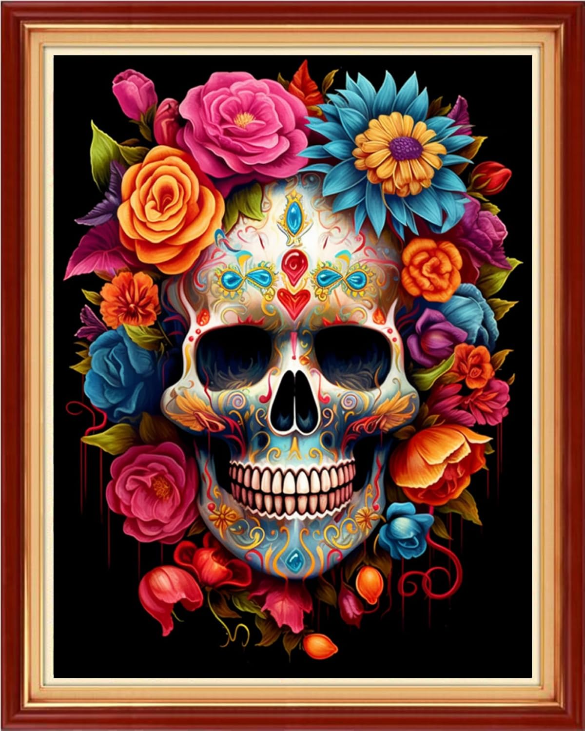 Redxing Stamped Cross Stitch Kits for Beginners - Magic Skull