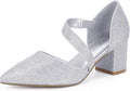 IDIFU IN2 Women's Closed Toe Strappy Pumps - Stable Low Block Heels