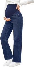 Maternity Jeans for Women Over-Belly Straight Leg Relaxed Fit