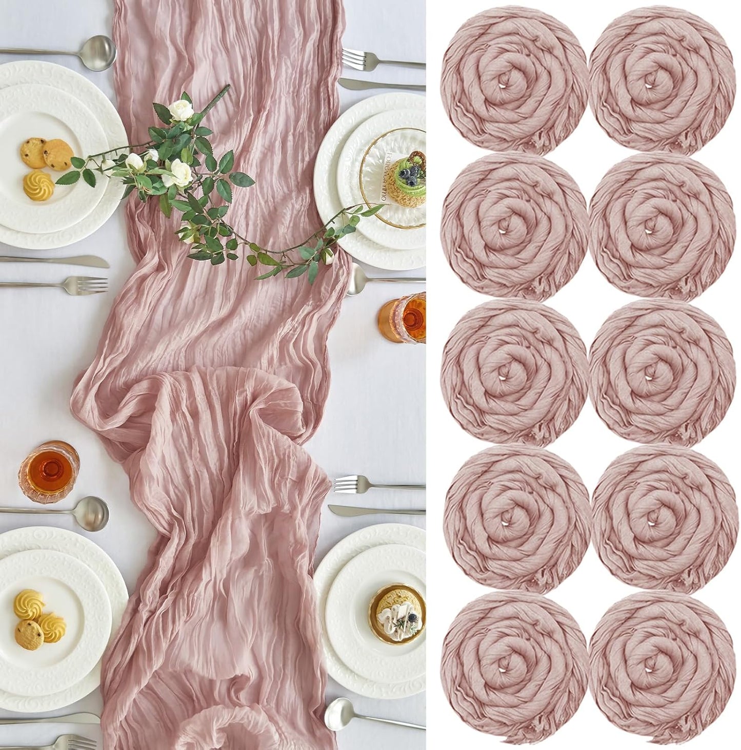 10 Pcs Cheesecloth Table Runner for Elegant Wedding Decor