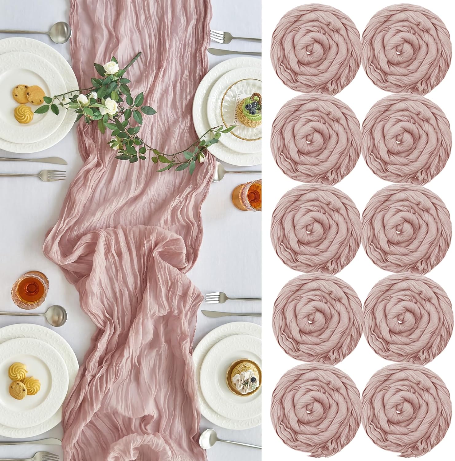 10 Pcs Cheesecloth Table Runner for Elegant Wedding Decor