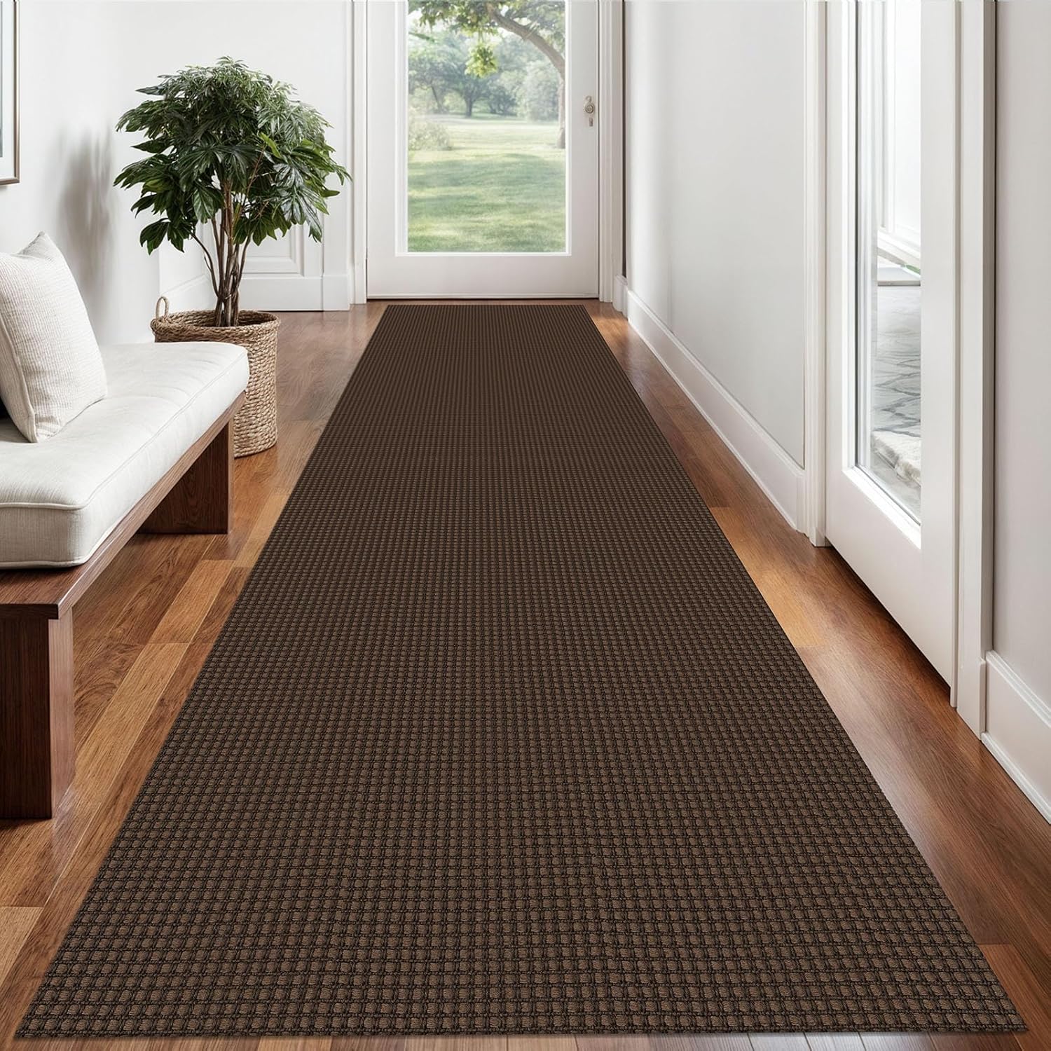 Braided Runner Rug 2.6x12 Ft Non Slip for Hallways and Kitchens