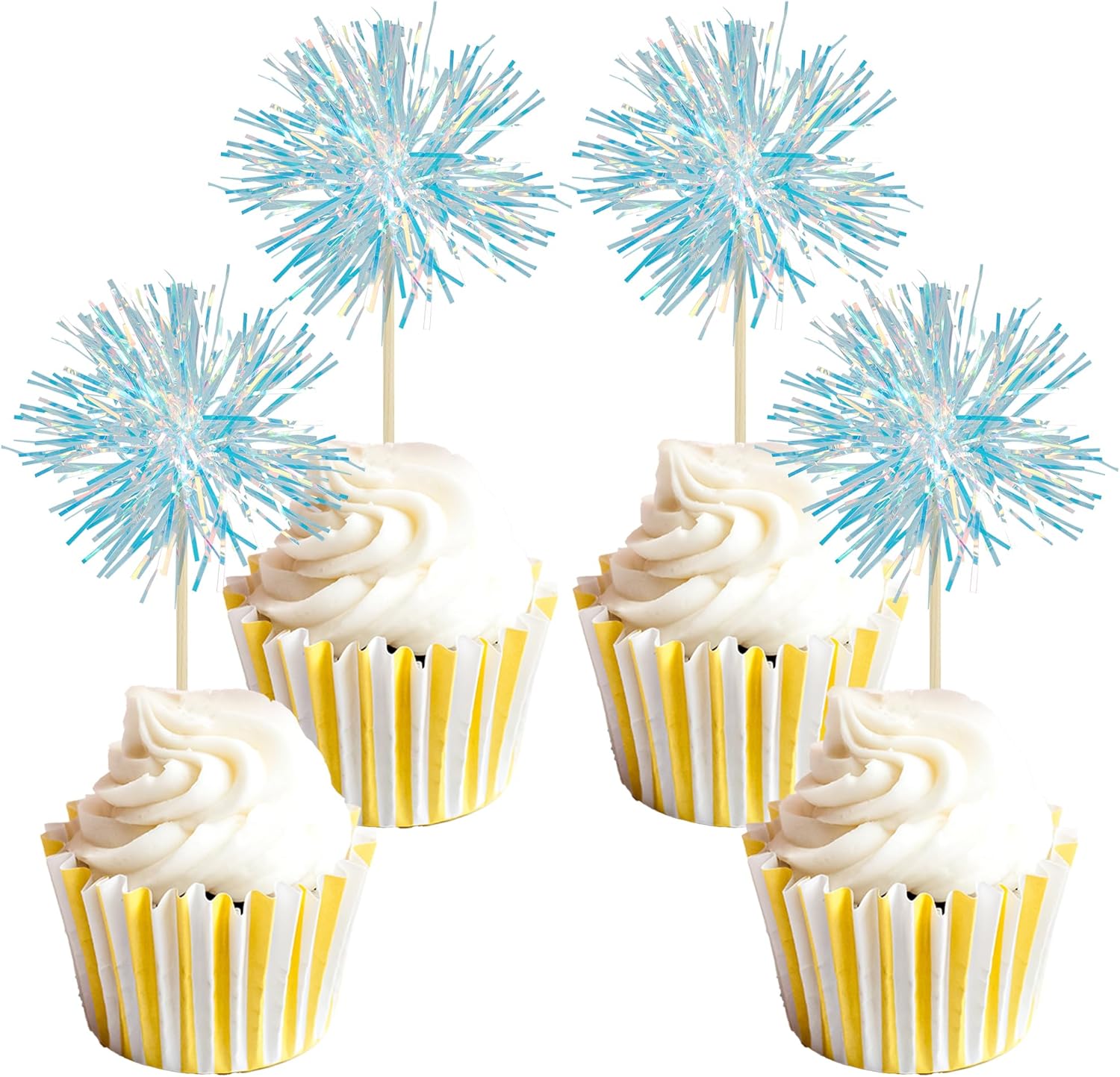 Sparkling Firework Cupcake Toppers - Laser Blue
