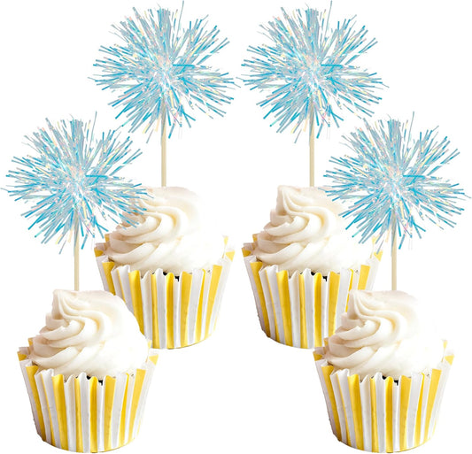 Sparkling Firework Cupcake Toppers - Laser Blue