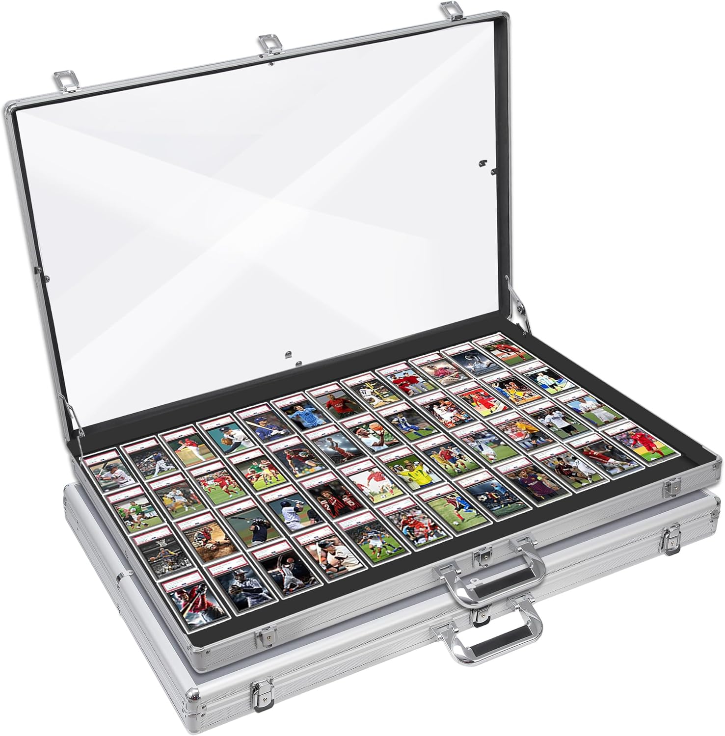 Aluminum Glass Display Case for Cards, 2 Pack XL Large Size