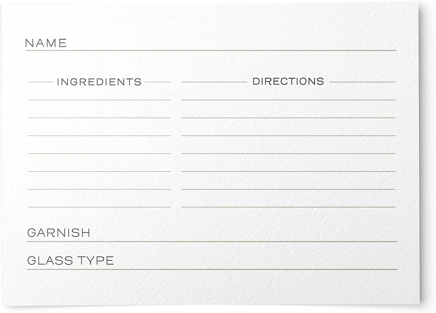 Expert Bartender's 48 Cocktail Recipe Cards, Double Sided