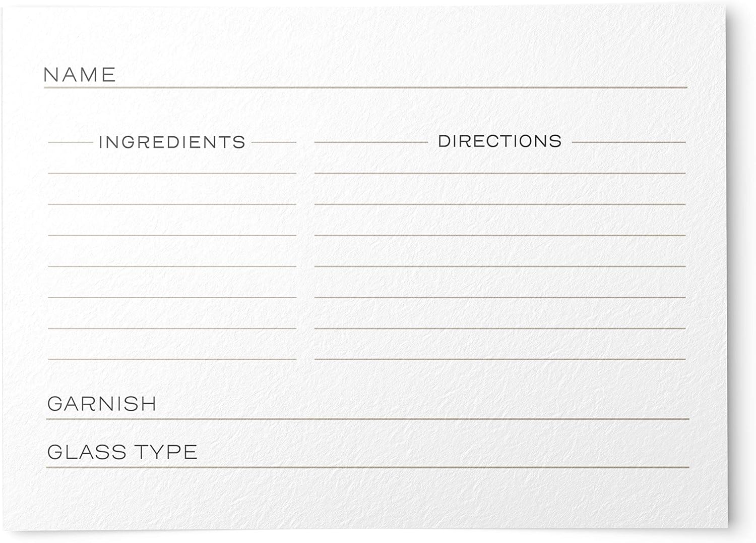 Expert Bartender's 48 Cocktail Recipe Cards, Double Sided