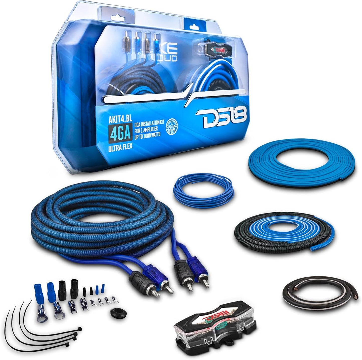 DS18 AKIT4 4-GA Amplifier Installation Kit for 1680 Watts RMS