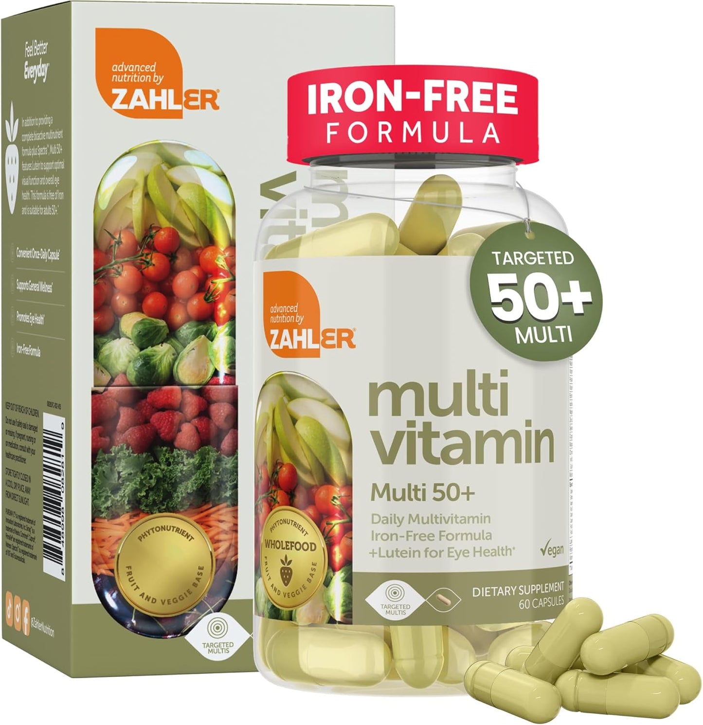Zahler Multivitamin 50+ with Lutein for Eye Health, 60 Capsules