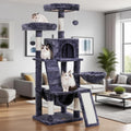 Heybly Cat Tree for Indoor Cats with Cozy Basket and Scratching Board