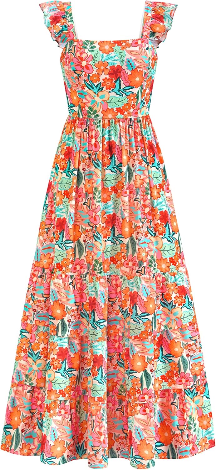 Dowerme Summer Dresses for Women 2025 Casual Ruffle Maxi