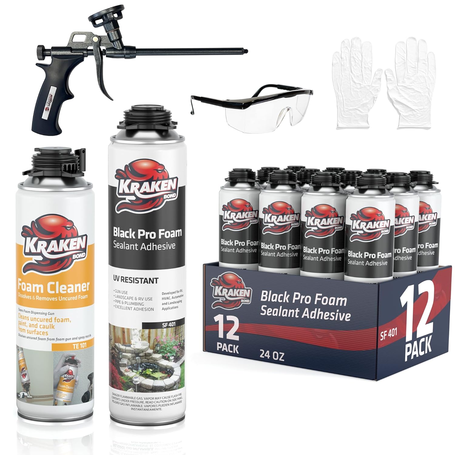 Kraken Bond Black Spray Waterfall Foam Sealant for Landscapes