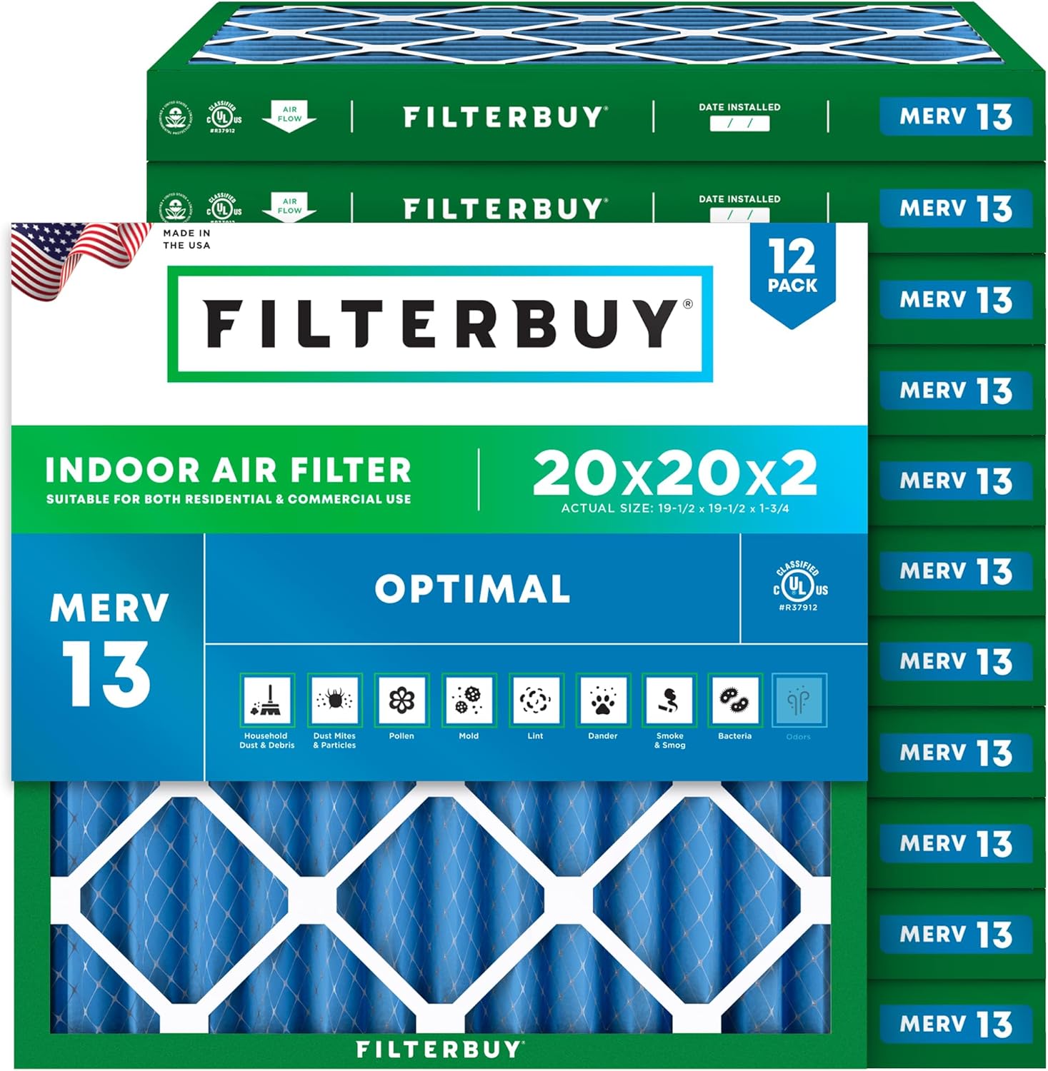 Filterbuy 20x20x2 Air Filter MERV 13 for Healthy Living