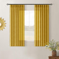 Mustard Yellow Pinch Pleated Linen Curtains 45 in Length - Semi Sheer