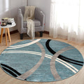 Modern Wavy Circles Round Rug - Soft Blue 6ft6in Rugshop