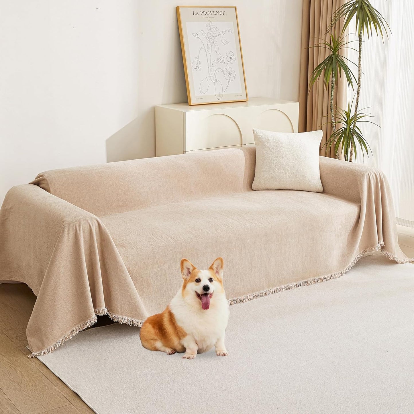 MYSKY HOME Chenille Couch Cover for 3 Cushion Sofa Protection