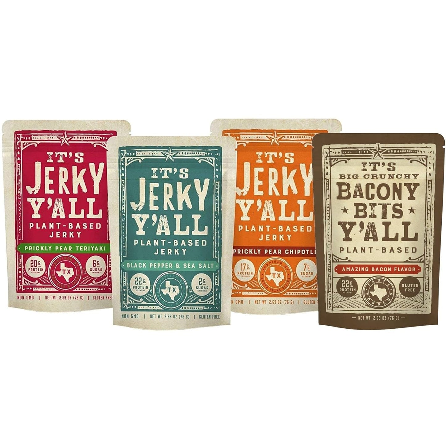 Plant Based Jerky and Bacony Bits Variety Pack for Snacks
