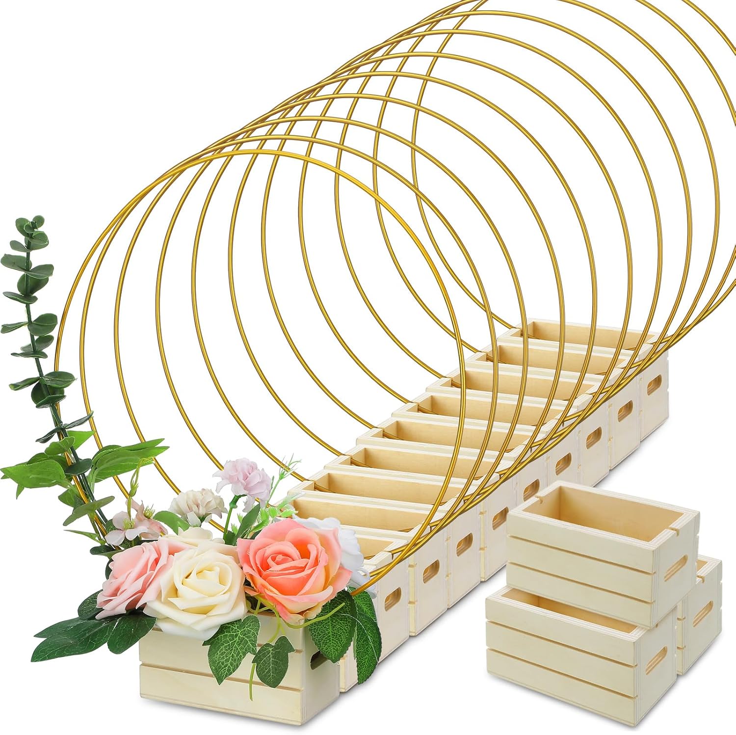 Metal Floral Hoop Centerpiece with Stand for DIY Decor Projects