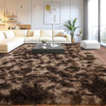 Upgrade Non-Slip Plush Rug Tie Dye Coffee 8x10 ft - Soft Shaggy