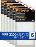 Filtrete 16x25x1 AC Furnace Air Filter, MERV 13, 6-Pack