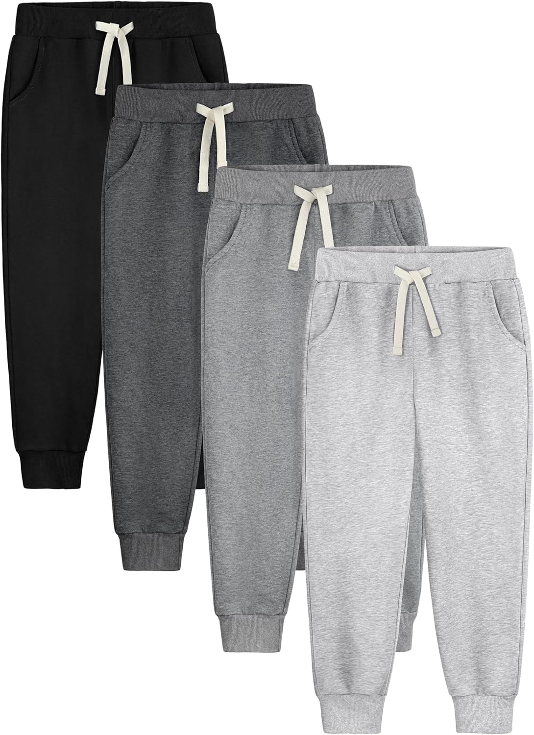 Boys Sweatpants Joggers 4 Pack Cotton Athletic Pants for Kids