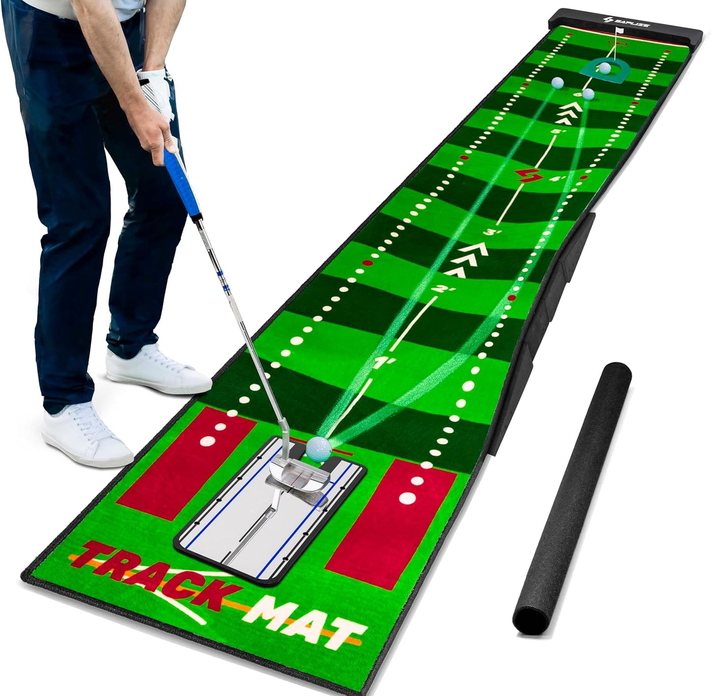 SAPLIZE Golf Putting Mat with Adjustable Slope for Indoor Use