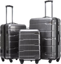 Coolife Luggage Expandable 3 Piece Set PC+ABS Spinner Suitcase