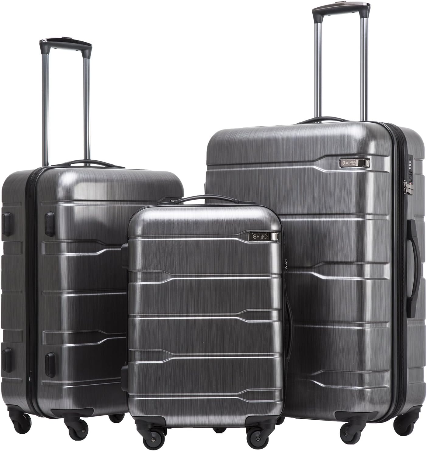 Coolife Expandable 3 Piece Luggage Set with TSA Lock and Wheels
