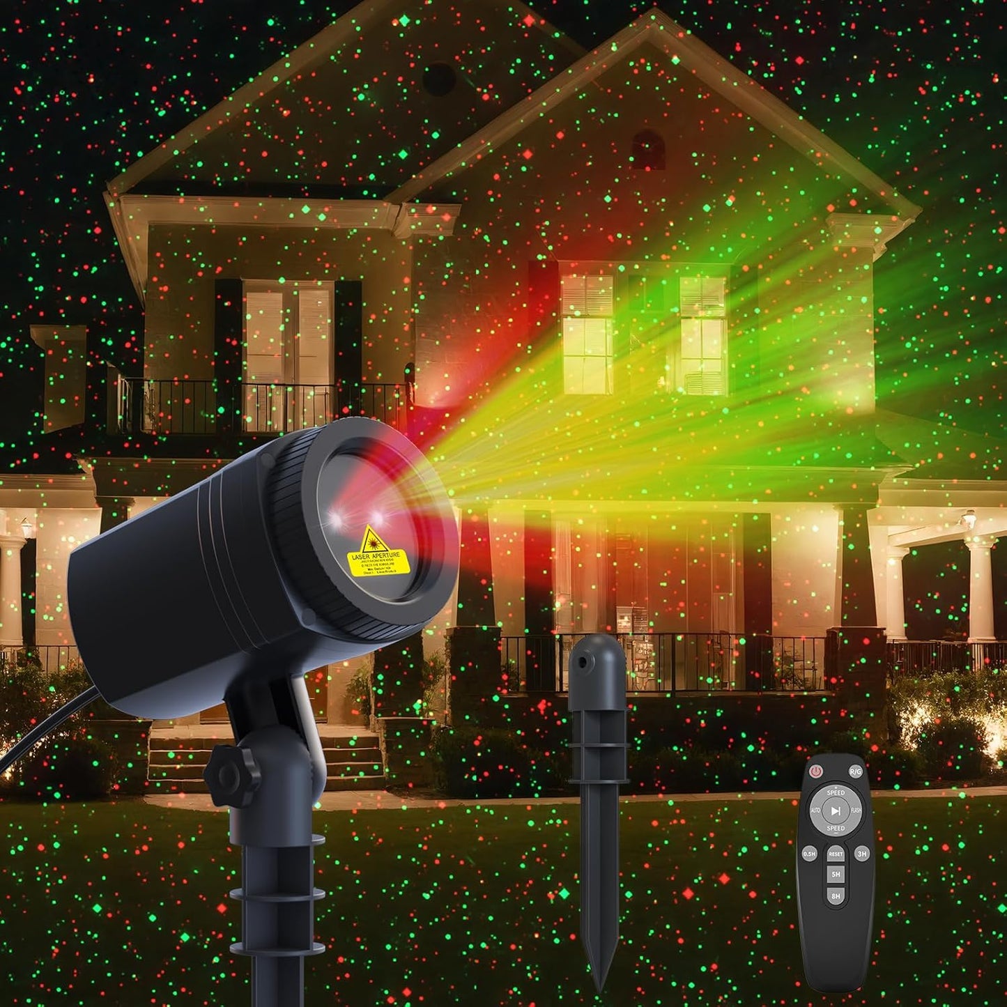 Outdoor Christmas Firefly Projector Lights - Remote Timer, Waterproof, Festive Stars Display