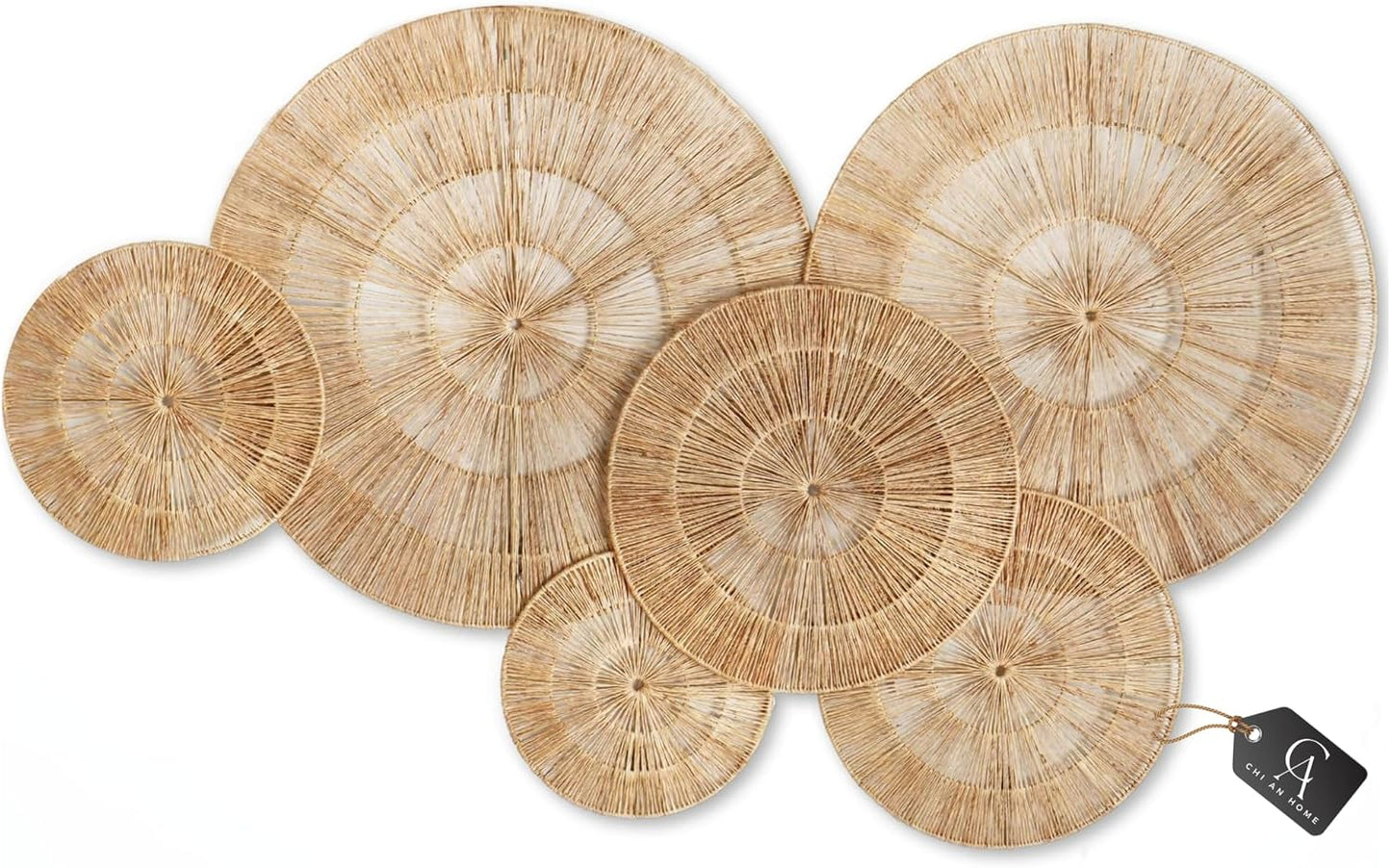 Wicker Jute Wall Decor Baskets Set of 6 for Bohemian Vibe