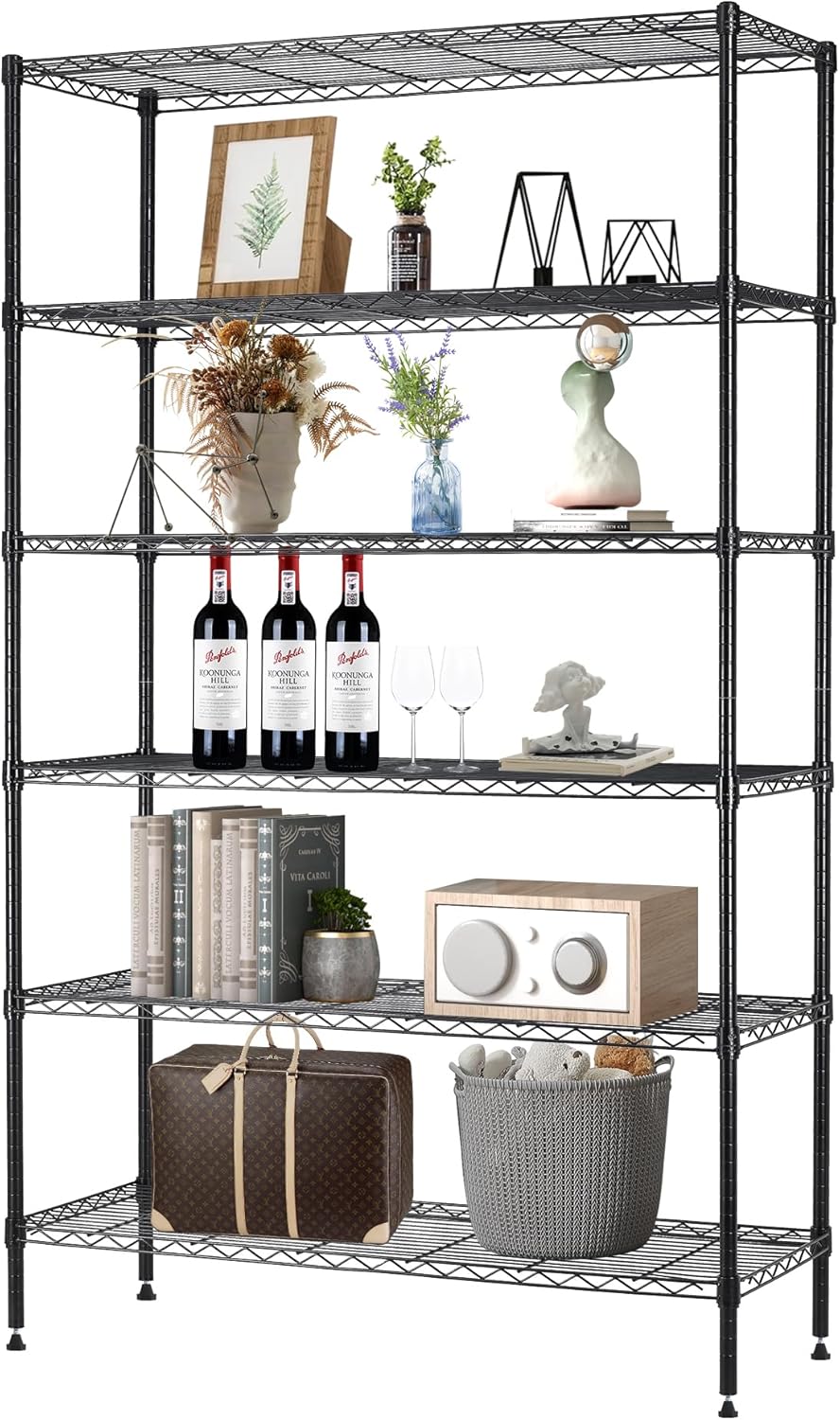 6-Tier Wire Storage Shelves for Home & Garage by BestOffice