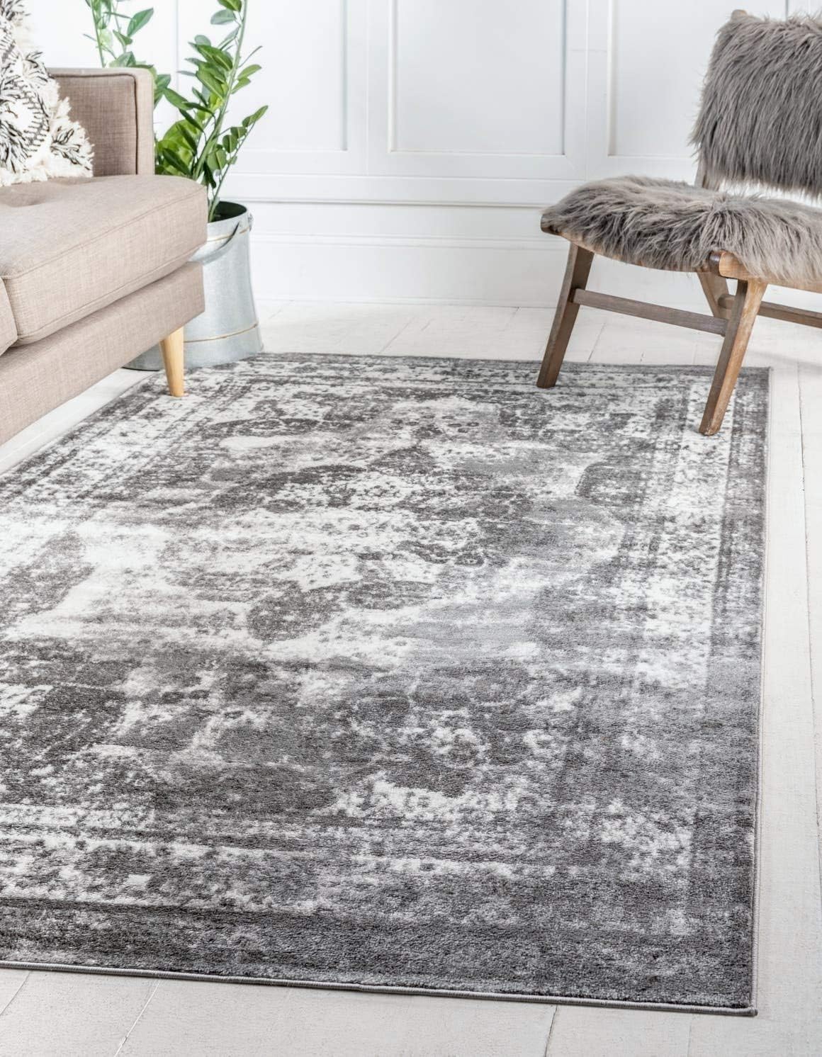 Unique Loom Sofia Collection Area Rug - Vintage Gray Ivory Design