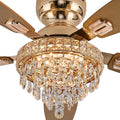 Crystal Ceiling Fan Fandelier with Lights 50ft Low Profile - Elegant