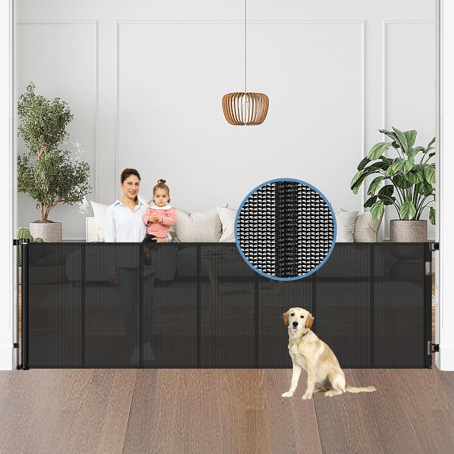 Reinforced 100 Wide Retractable Baby Gate for Safety and Ease
