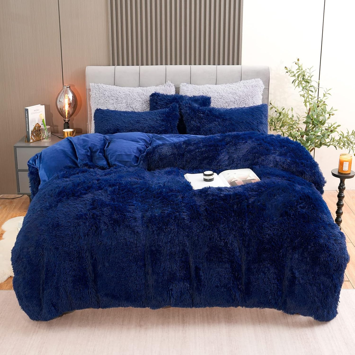 Fluffy Plush Duvet Cover Set Twin Size for Cozy Sleep Experience