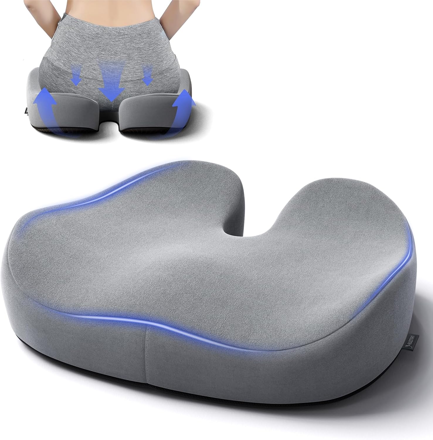 Memory Foam Butt Relief Cushion - XL Size (Dark Grey)