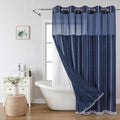 No Hook Long Shower Curtain Set with Snap-in Liner for Luxury