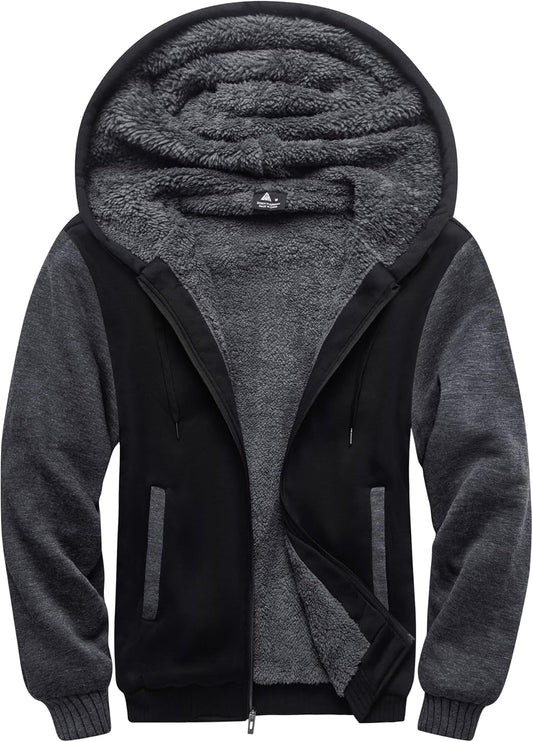 SCODI Heavyweight Fleece Hoodie for Men - Warm Full Zip Jacket